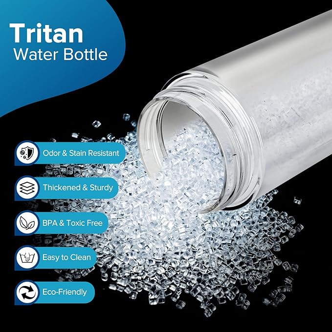 Clear Water Bottle, Reusable Sports Water Bottle Tritan with Leak-Proof Flip Top Lid and Carry Handle for Travel, Gym, Office, Outdoor (Gray, 21 Oz)