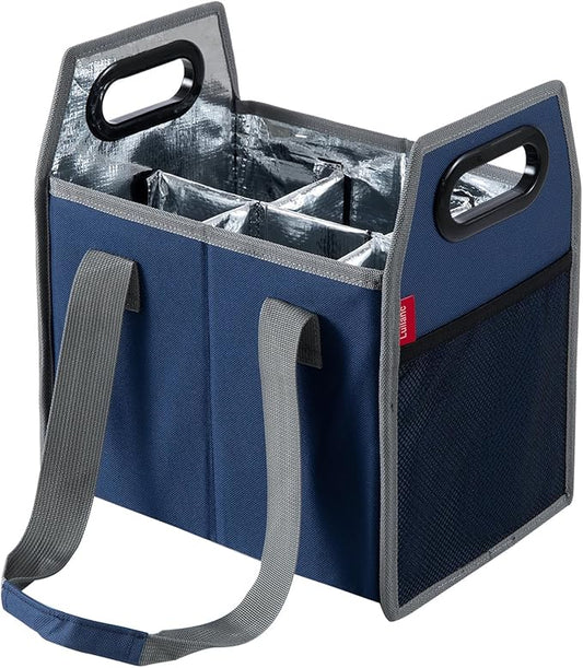 Bottle Wine Carrier Collapsible 6 Bottle Storage Box Reusable Portable Wine Bottle Carrier Case for Tote Bag Moving, Vacation Bottle Caddy Grocery Shopping Wine Tasting Accessory