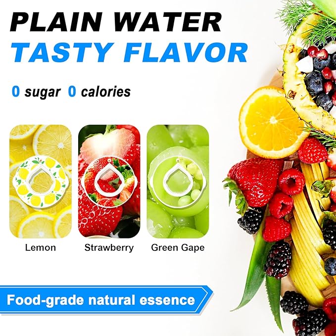 Air Water Bottle with Flavor Pods Tritan, 25oz Sports Water Bottle with Straw Leak-proof, Scented Water Bottle with Carrying Strap(Black+3 Flavor Pods)