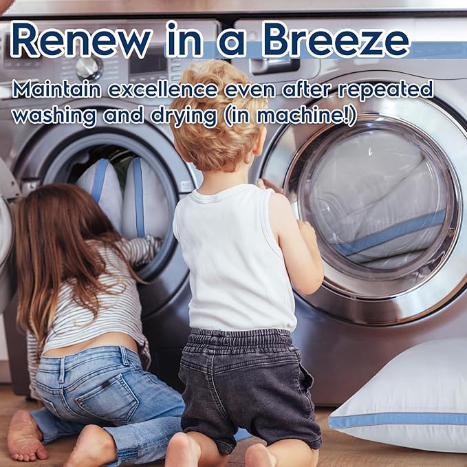 viewstar Pillows Queen Size Set of 2, Bed Pillows for Sleeping, Queen Pillows 2 Pack for Back and Side Sleepers, Fluffy Pillows for Bed with Down Alternative, Machine Washable, Light Blue, 20" x 30"