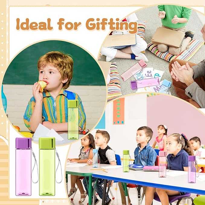 Mifoci 20 Pieces Water Bottle Bulk 17 oz Plastic Water Bottles Bulk Gym Sports Adults Reusable Large Water Bottles for Outdoor Fitness(Colorful,Rectangle)