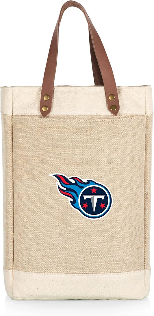 PICNIC TIME NFL Pinot - Jute 2 Bottle Insulated Wine Bag - Wine Tote Bag - Wine Gift Bag, (Beige)