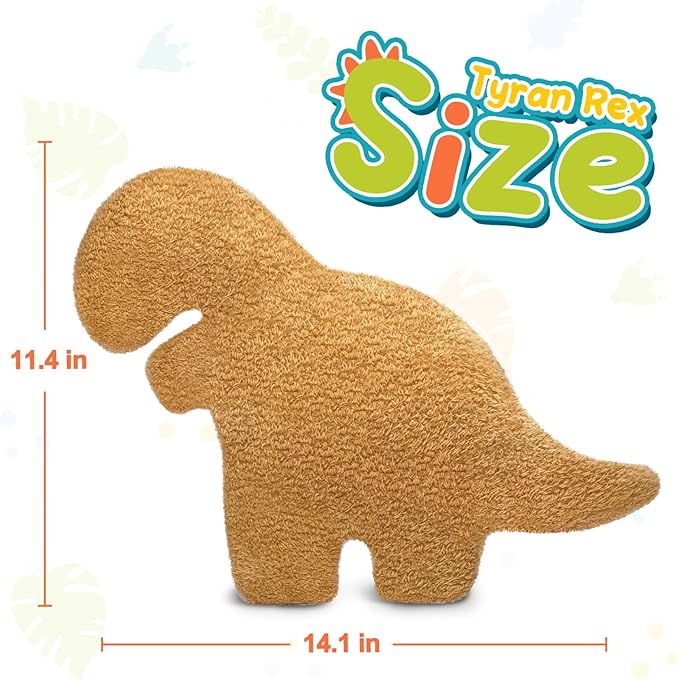 Dino Nugget Pillow Plush for Birthday Gifts, Dinosaur Chicken Nuggets Pillow are Funny Gifts for Teen Boys and Girls, Dino Pillow Cute Dinosaur Gifts for Kids and Adults (Small, Tyran rex)