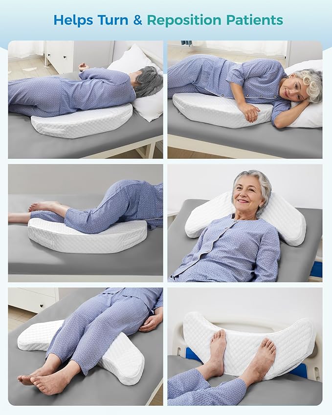 Forias Bedsore Pillow Positioning Wedge for Bedsore Prevention and Faster Recovery, Bedsore Pressure Relief Pillow for Side Sleeping, Back Pain, After Surgery with 3 Non-Slip Pillowcases