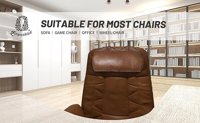 BOWERBIRD Genuine Leather Recliner Head Pillow-Head and Neck Pillow-Headrest Cushion for Neck Pain Relief and Cervical Support