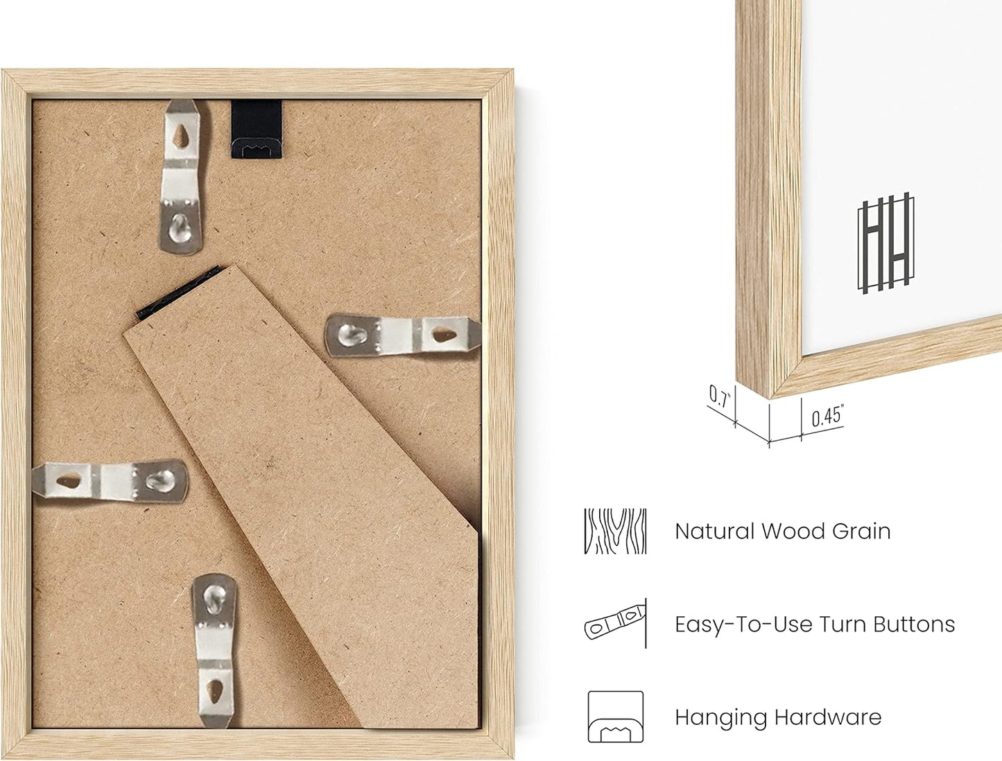 HAUS AND HUES Solid Oak Picture Frame Set - Beige Gallery Wall Frames, Tabletop Frames, Bulk Pack