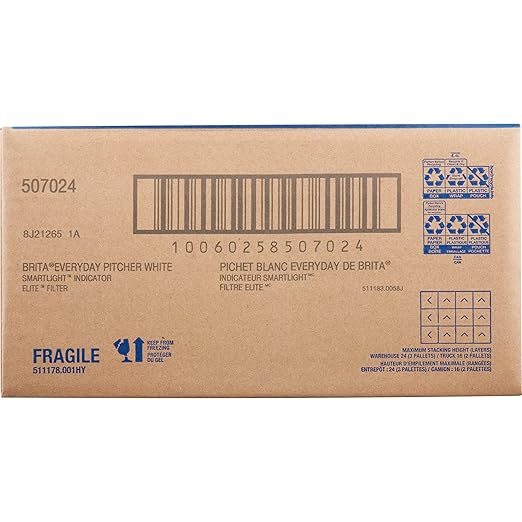 Brita Everyday Elite Water Filter Pitcher with SmartLight Filter Change Indicator, BPA-Free, Reduces 99% of Lead, Lasts Six Months, Includes 1 Filter, Large - 10-Cup, White