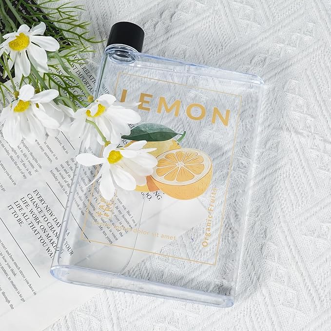 Flat Water Bottle For Travel,14oz Slim Water Bottle,Transparent Slim Water Bottle 420ml-BPA Free&Portable-Square Water Bottle Flat for Sports,Fitness,Camping,Hiking