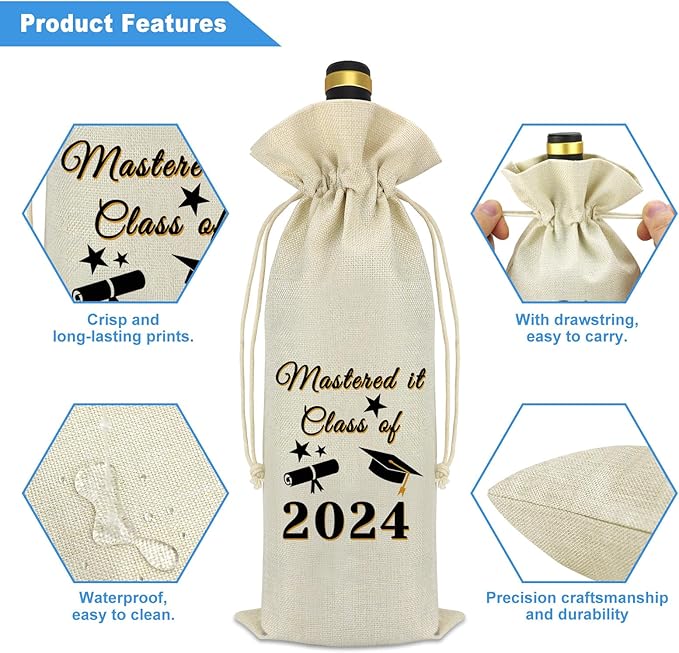 Class Of 2024 Graduation Gifts Wine Bag Keepsake Gifts 2024 Graduation Gifts for Him Her Seniors Students Masters Nurses Students College High Student Graduation Gifts for Brother Sister Son Daughter