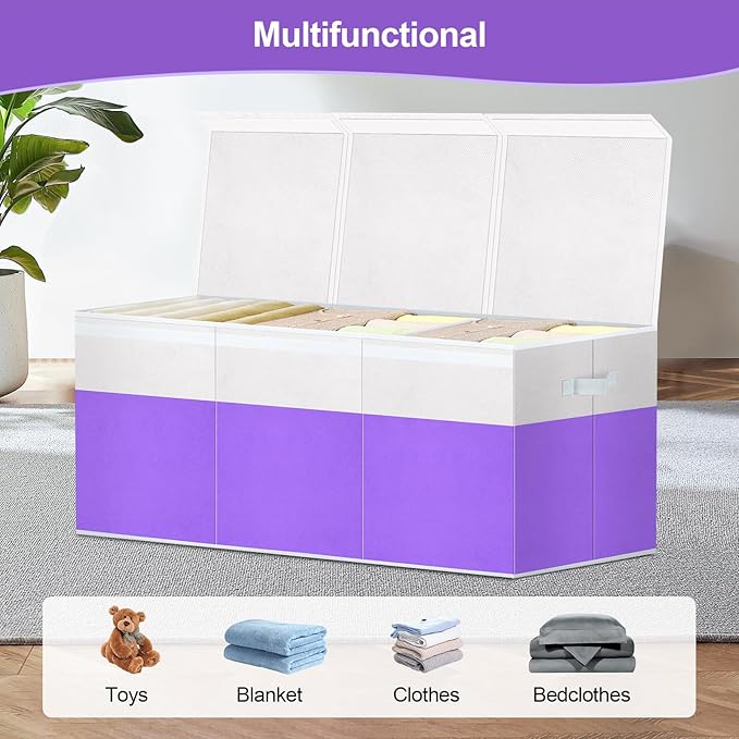 Kids Toy Box, Extra Large Toy Chest for Boy and Girl, 118L Toy Storage Organizer Stuffed Animals Holder with Removable Divider and Sturdy Handle for Nursery, Bedroom, Living room, 36"L x 12.6"W x 16"H