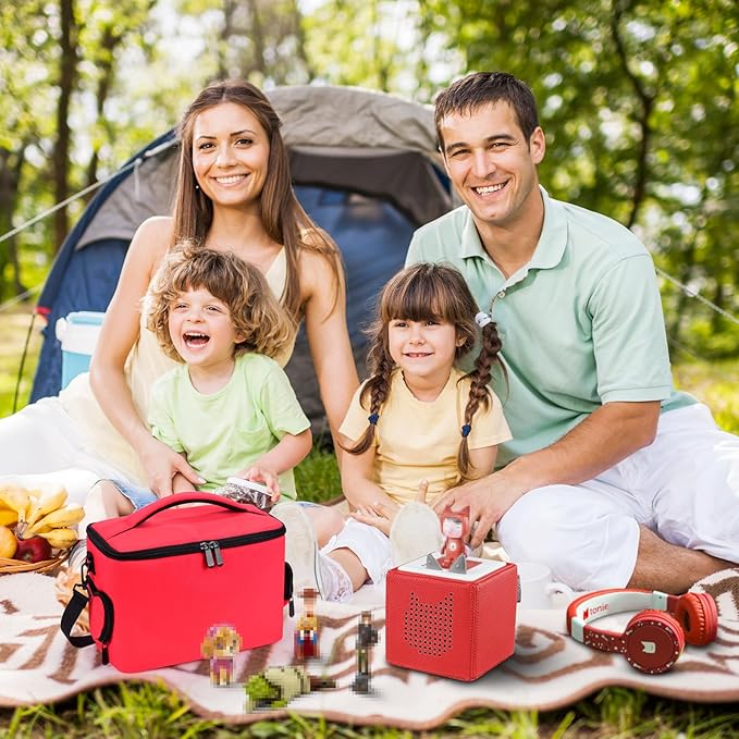 DDgro Toniebox Carrying Case - Convenient and Protective Travel Bag for Tonie box Audio Player Starter Set and Accessories (Red, Large)