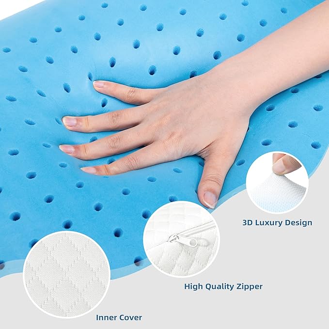 Gel Cooling Pillow Memory Foam Pillows for Side, Back, and Stomach Sleepers Bed Pillow for Sleeping Standard Size