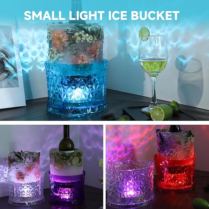 Ice Bucket Mold, Wine Bottle Chiller DIY Ice Bucket Champagne Ice Bucket Mold Floral Ice Bucket Mold,Ice Molds Holiday Bar Any Celebration Party Wedding Christmas and Thanksgiving (Hard Red)