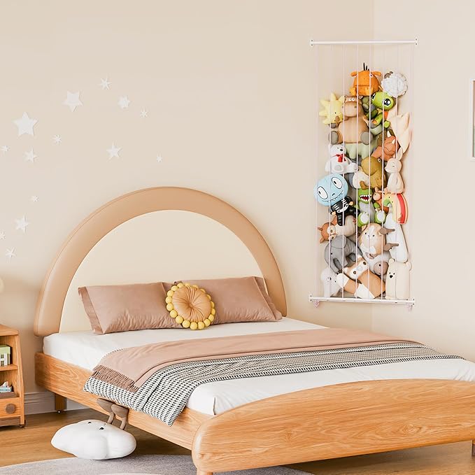 GRANNY SAYS Stuffed Animal Storage, Corner Stuffed Animal Holder for Toy Storage, Large Stuff Animal Organizer with Adjustable Length, Hanging Kids Toy Organizers for Plushies Storage, Pink