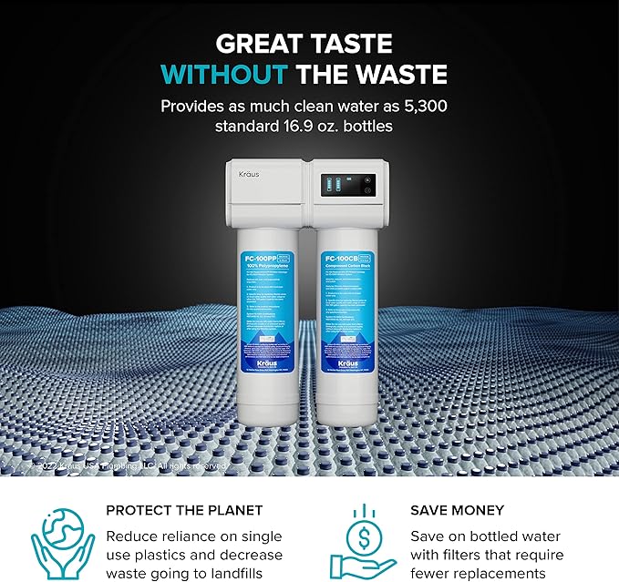 KRAUS Purita 2-Stage Under-Sink Filtration System with Single Handle Drinking Water Filter Faucet in Matte Black, FS-1000-FF-104MB