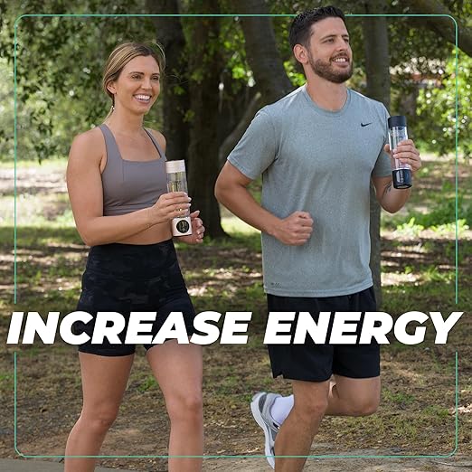 Hydrogen Water Bottle - Onyx. Food Grade Body Tumbler; SPE/pem Technology, Generates Real 3000ppb Pure Hydrogen Rich Concentration, Purification Vent.