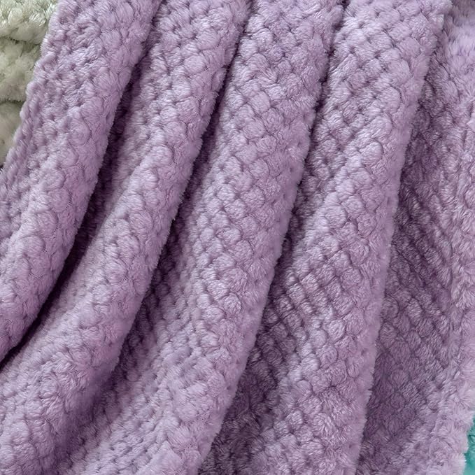 Fuzzy Throw Blanket, Plush Fleece Blankets for Adults, Toddler, Boys and Girls, Warm Soft Blankets and Throws for Bed, Couch, Sofa, Travel and Outdoor, Camping (Throw(50"x70"), L-Lavender)