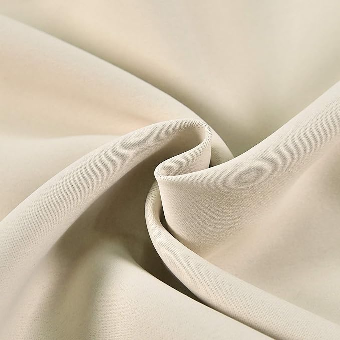 Beige Valance for Windows 42x18 Inch Solid Thermal Insulated Blackout Rod Pocket Kitchen Short Curtain Toppers Valance for Bathroom Living Room 2 Panels