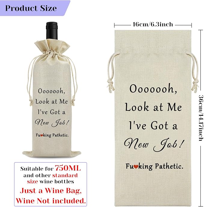 New Job Gift for Women Men Coworker Leaving Gift Wine Bag New Beginnings Gift for Friends Leader Goodbye Farewell Gift Wine Wrapping Bag Congratulation New Job Gift for Her Him Wine Bottle Bag