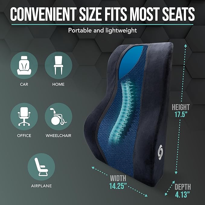 SAMSONITE, Mid-Low Back Support Pillow with Cooling Gel for Office Chair or Car Seat - Boost Your Lower Back Comfort Zone, [HIGH Grade - Memory Foam], Versatile Supportive Lumbar Cushion…