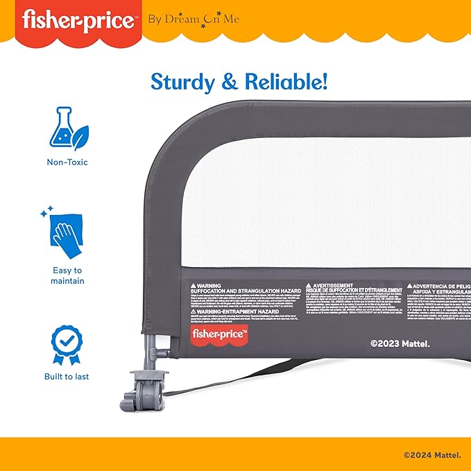 Fisher-Price Little Naps Bed Rail in Grey by Dream On Me