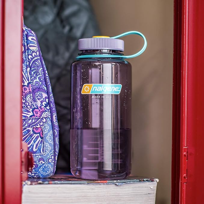 Nalgene Sustain Tritan BPA-Free Water Bottle Made with Material Derived from 50% Plastic Waste, 32 OZ, Wide Mouth, Purple