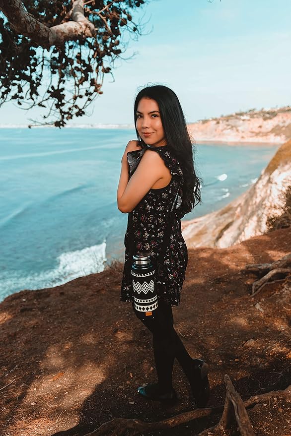 Off the Grid Water Bottle Holder w/Strap | Bottle Sleeve Carrier for Walking, Backpacking | Hydro and Iron Flask Sling Bag | Bottle Protector for Beer Water Coffee Wine | (32 oz, Obsidian Black)