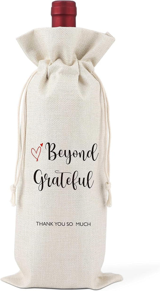 Beyond Grateful Wine Gift Bag,Thank You Gifts for Colleagues,Friends,Employee,Bosses,Gift for Encouragement,Appreciation Gifts,Retirement Gift Bag,Reusable Wine Bags With Drawstring,L41