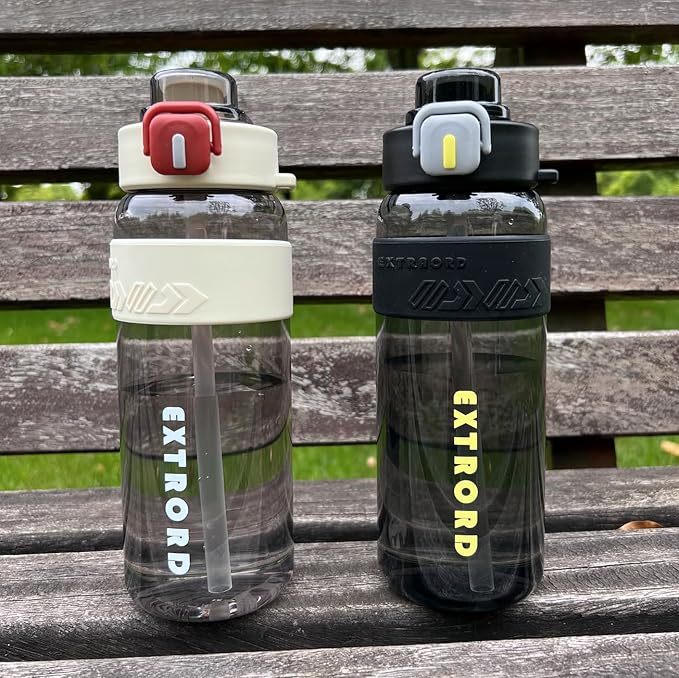 27oz Leak-Proof Water Bottle with Flip Top, 800ml BPA Free Reusable Plastic Drinking Bottle for Gym & Outdoor (White)