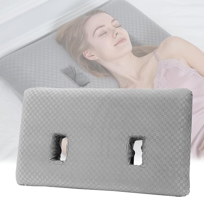 Ear Piercing Pillow with Ear Hole for Sleeping with Sore Ear Pain, Memory Foam 2 Hole Ear Hole Pillow Ear Guard Pillow | Ear Piercing Protection | Support earplugs for Sleep (Light Grey)