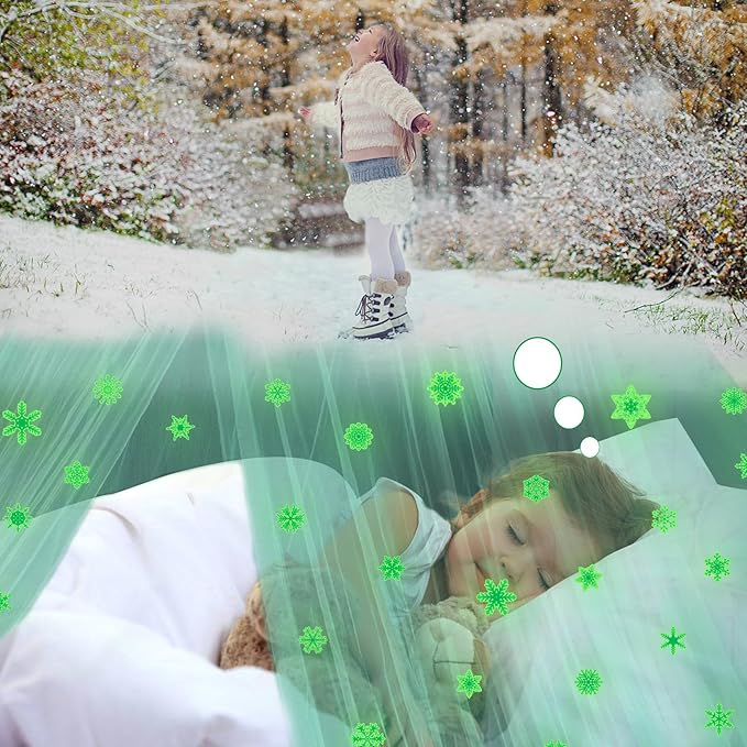 South to East Bed Canopy for Girls with Glowing Snow in The Dark, Cyan Princess Bed Curtains for Kids Bed & Toddler Bed, Twin, Full & Queen Bed, Mosquito Net Canopy for Girls Bedroom