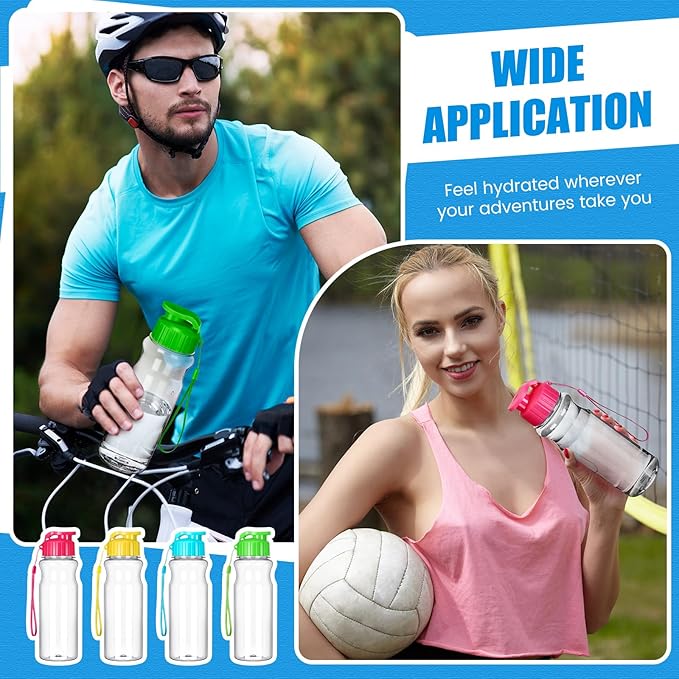 Tioncy 20 Pieces Plastic Water Bottles for Kids Bulk 17 oz Gym Sports Adults Kids Reusable Large Water Bottles Leakproof Drink Flip Top Bottles for Party Outdoor Children School