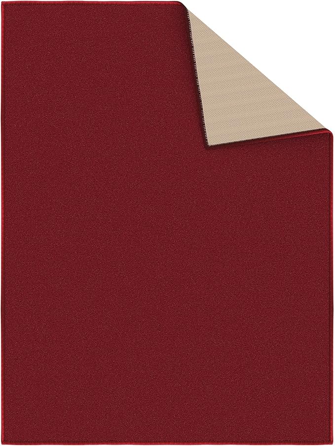 Machine Washable Modern Solid Design Non-Slip Rubberback 2x3 Traditional Area Rug for Entryway, Bedroom, Kitchen, Bathroom, 2'3" x 3', Red