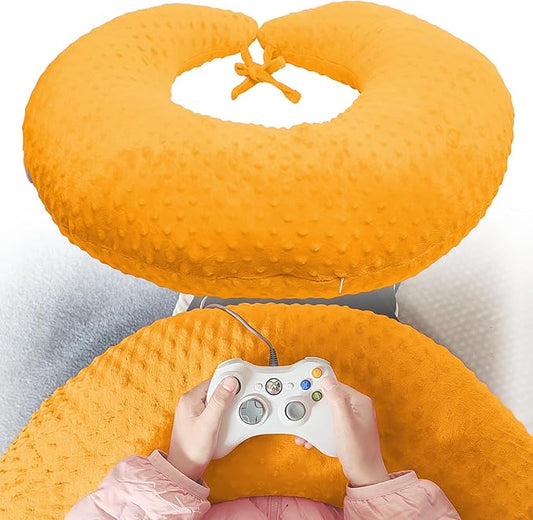 Professional Gaming Pillow for Lap; Arm Rest Pillow Gaming Lap Pillow with Crochet Support - Eliminate Pain in Gaming (Yellow)