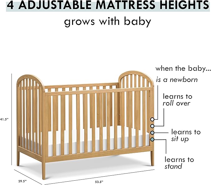 DaVinci Beau 3-in-1 Convertible Crib in Honey, Greenguard Gold Certified