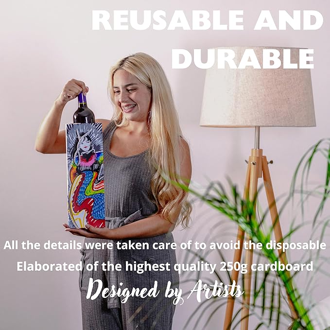 Generic 9 Wine & Bottle Bags, To Give Wine, Includes 9 Silver Clips to Close the Bag, with 250g Cardboard, Its Design Brings Originality to the Wine Gift Bag, 13.75 x 4.72 Inch