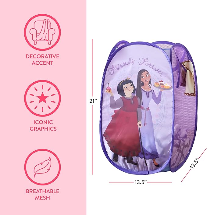 Disney Wish Pop Up Hamper with Durable Carry Handles, 21'' H x 13.5'' W X 13.5'' L