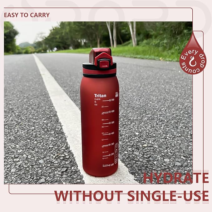 Opard 30oz Sports Water Bottle with Leak Proof Flip Top Lid BPA Free Tritan Reusable Plastic for Gym and Outdoor