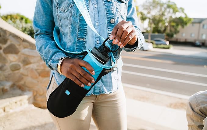 ChicoBag rePETe Water Bottle Sling w/Strap, Carabiner Clip, Built-In Pouch, & Convenient Pockets | Eco-Conscious | Perfect for Walks, Hikes, Outdoor Festivals | Amethyst (Pack of 2)