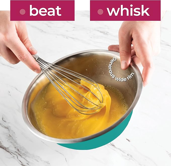 FineDine Stainless Steel Dishware Bowls - Easy To Clean, Nesting Bowls for Space Saving Storage, Great for Cooking, Baking, Prepping, 8 Quarts