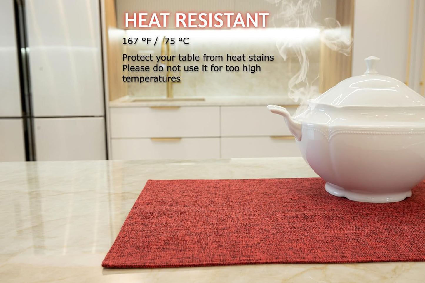 Placemat Set-Washable Place Mats for Parties, Elegant Table Mats for Kitchen Table, Set of 4 Dining Table Placemats, Heat-Resistant Cloth Placemats for Indoor and Outdoor,13x19 Red Bordeaux