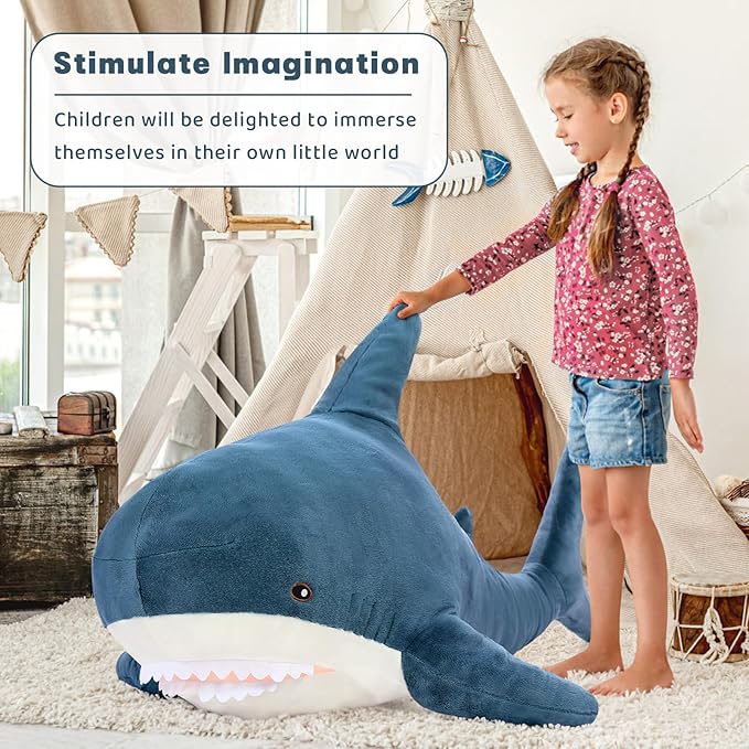 MorisMos Giant Shark Stuffed Animal Shark Plush Toys, Soft Plush Shark Hugging Pillow for Kids, 51 inch