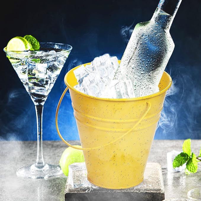 Sadnyy 12 Pack Metal Buckets with Handle, Galvanized Bucket 4.5 x 5 Inch Basket Bucket for Kids, Kids Party Supplies, Crafts for Christmas Halloween Christmas Candy Bars Vase Crafts(Multicolored)