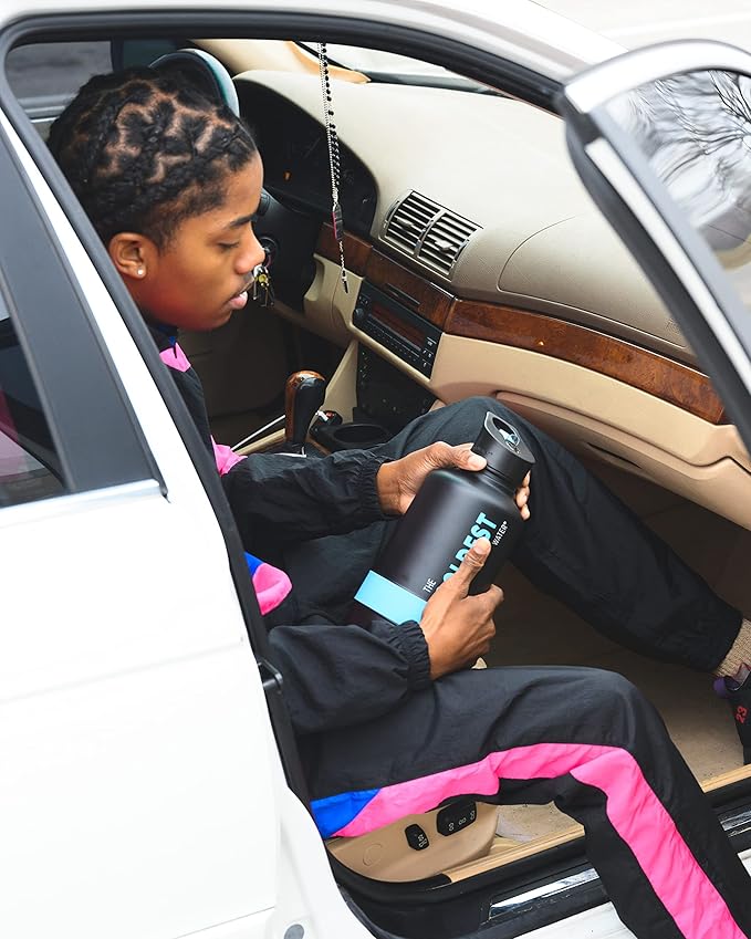 Coldest Sports Water Bottle with Straw Lid Vacuum Insulated Stainless Steel Metal Bottles Leak Proof Flask for Sports Gym (64 oz, Golden Rose Glitter)