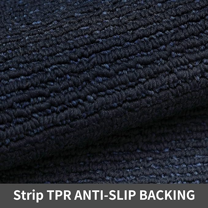 COSY HOMEER 24x35 Inch/24X60 Inch Kitchen Rug Mats Made of 100% Polypropylene Strip TPR Backing 2 Pieces Soft Kitchen Mat Specialized in Anti Slippery and Machine Washable,Navy