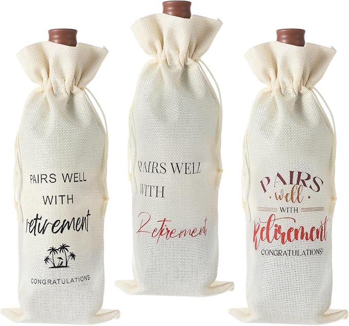 DIVINA VITAE 3Pack Retirement Wine Bag Funny Retirement Gifts Reusable Retirement Gift Bag for Best Friends Coworkers Boss Nurse Teachers