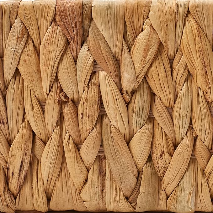 EZOWare 3 Section Natural Water Hyacinth Storage Baskets, Woven Wicker Divided Organizer Bin for Organizing Bathroom, Toilet Tank Top, Vanity Countertop, Kitchen Pantry - Set of 2