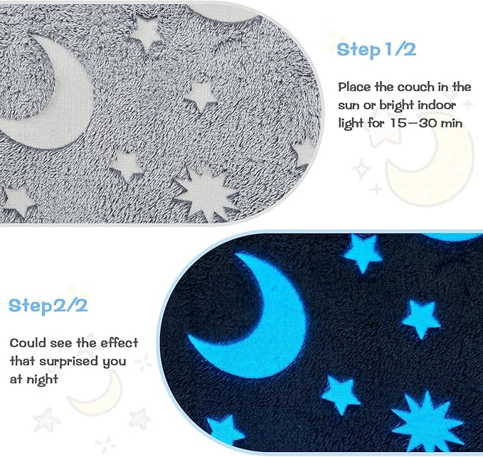 Toddler Chair, Toddler Couch, Kids Couch, Kids Sofa Chair 2 in 1, Comfy Toddler Chair Folding Out for Boys, Girls, Glow in The Dark Extra Soft Open Couch for Playroom, Gifts for Kids, Grey Star