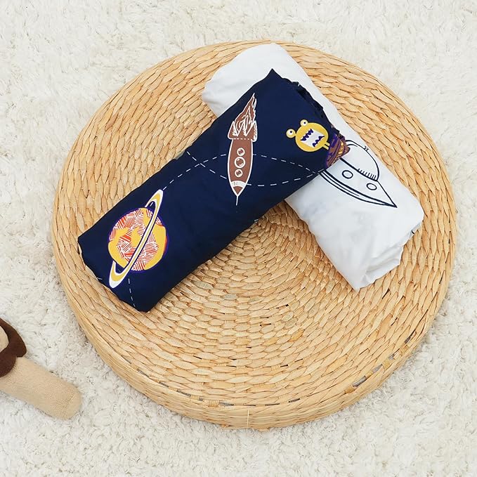 PHF Soft Bassinet Sheet Set, 2 Pack Silky Comfy Breathable Cradle Sheets for Baby Boys Girls, Univeral Fit for Most Cradle and Bassinet Mattress, Space