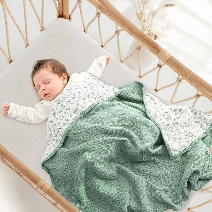 Lulu moon Muslin Quilt Blanket, Crib Blanket for Baby and Toddler,47x47 Inches(Lotusleaf Tree)